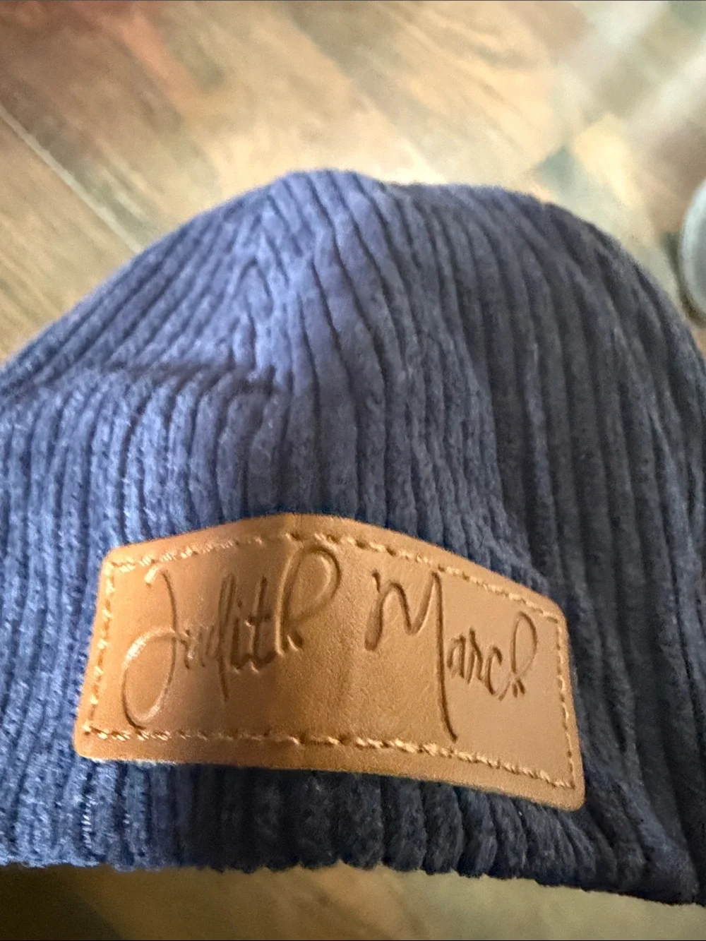Judith March Navy Corduroy JOY Hat with Multicolor Embellishments